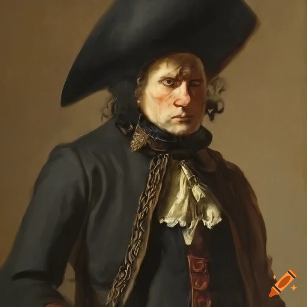 dark painting of a man in 1700s clothing