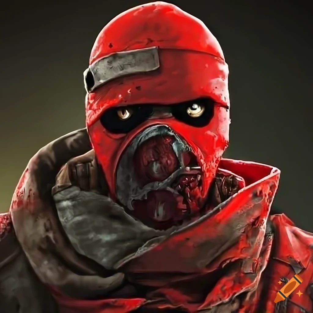 red ninja fighting in a post-apocalyptic world