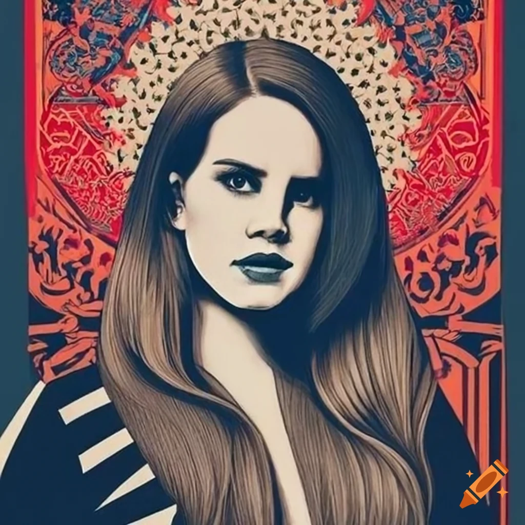 Lana del rey poster in shepard fairey style on Craiyon