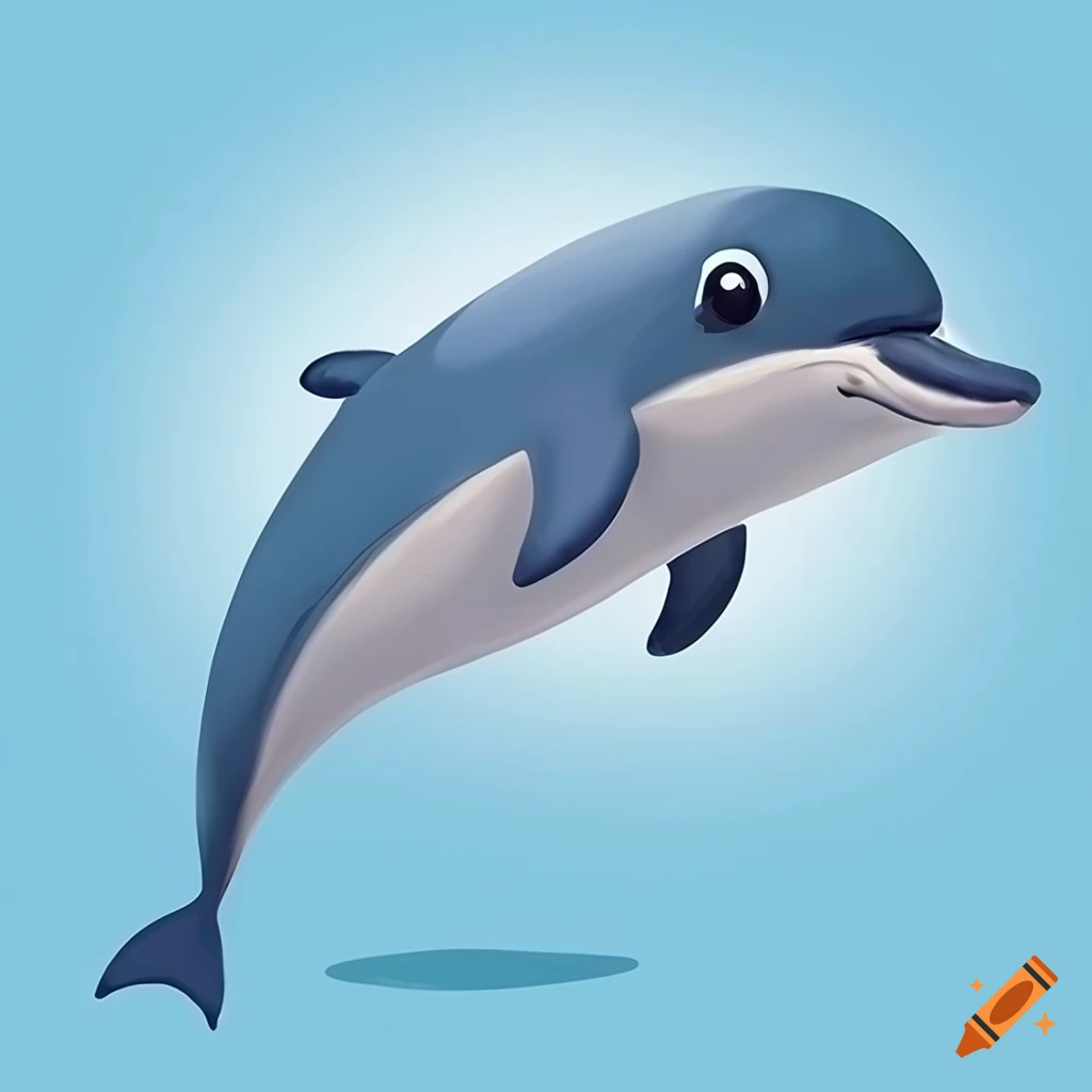 Child-friendly dolphin character for a storybook