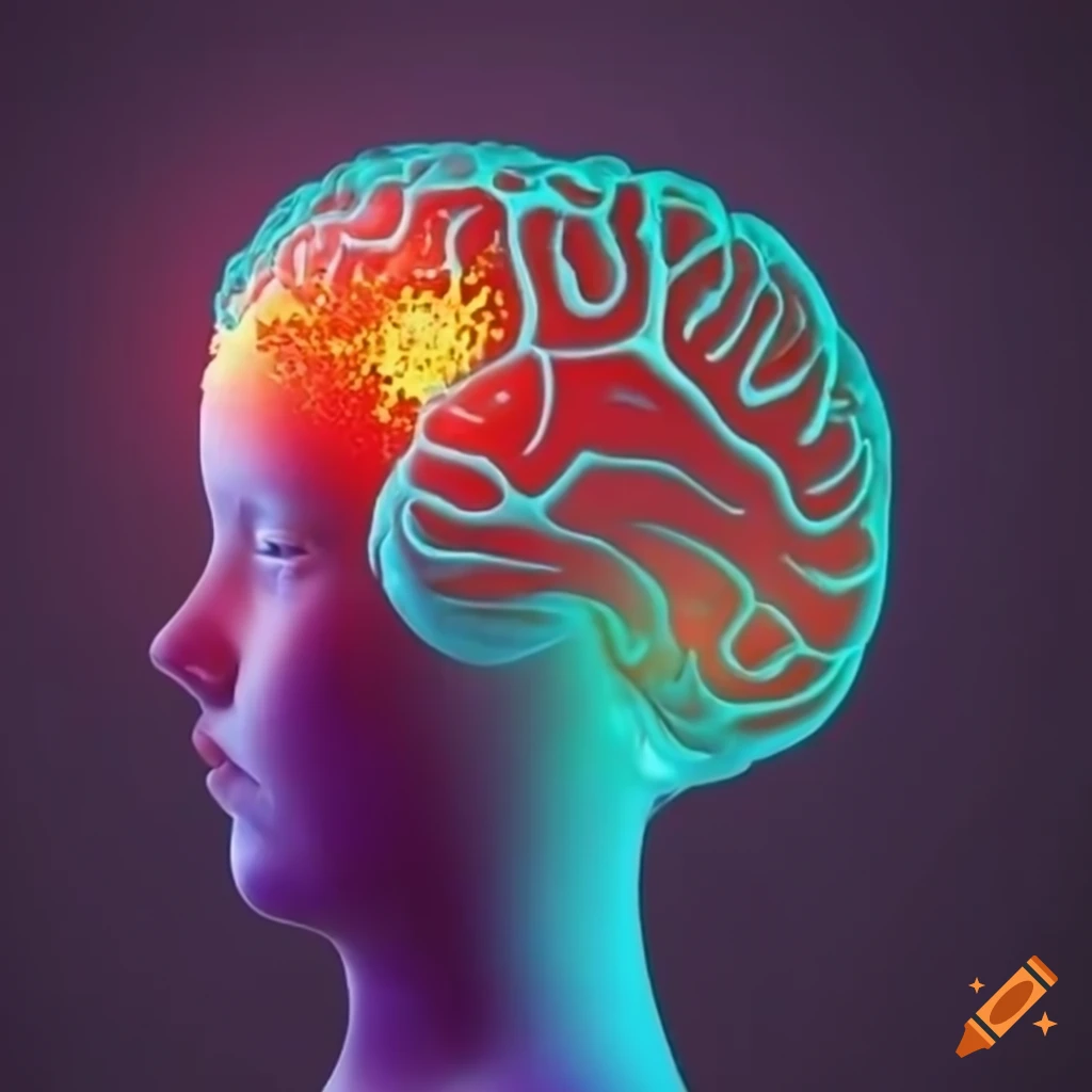 Illustration of neuron and brain stroke on craiyon