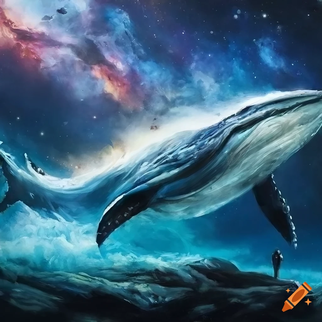 fantasy art of a majestic whale in a galaxy