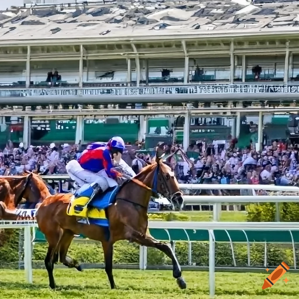 high-quality photo of horse racing at Paris Longchamp derby