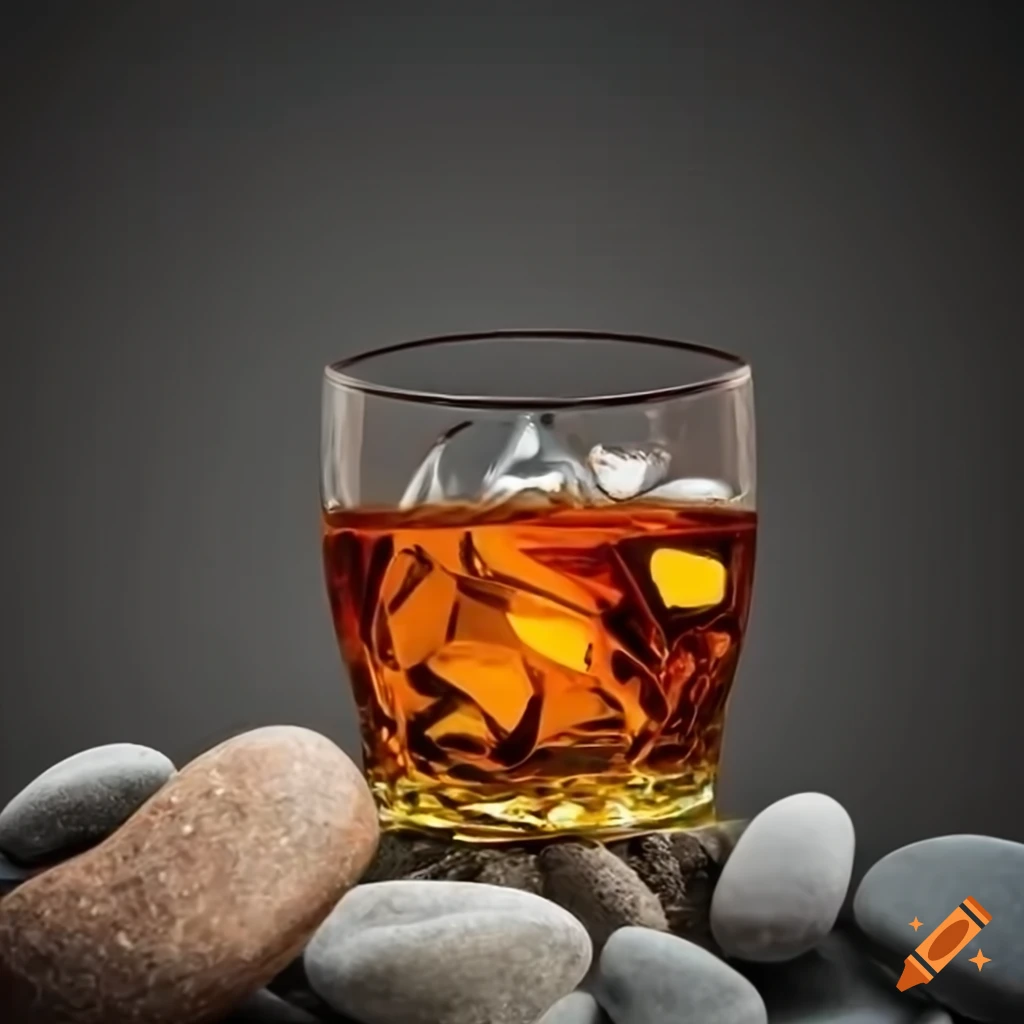 Whiskey glass with rocks on Craiyon