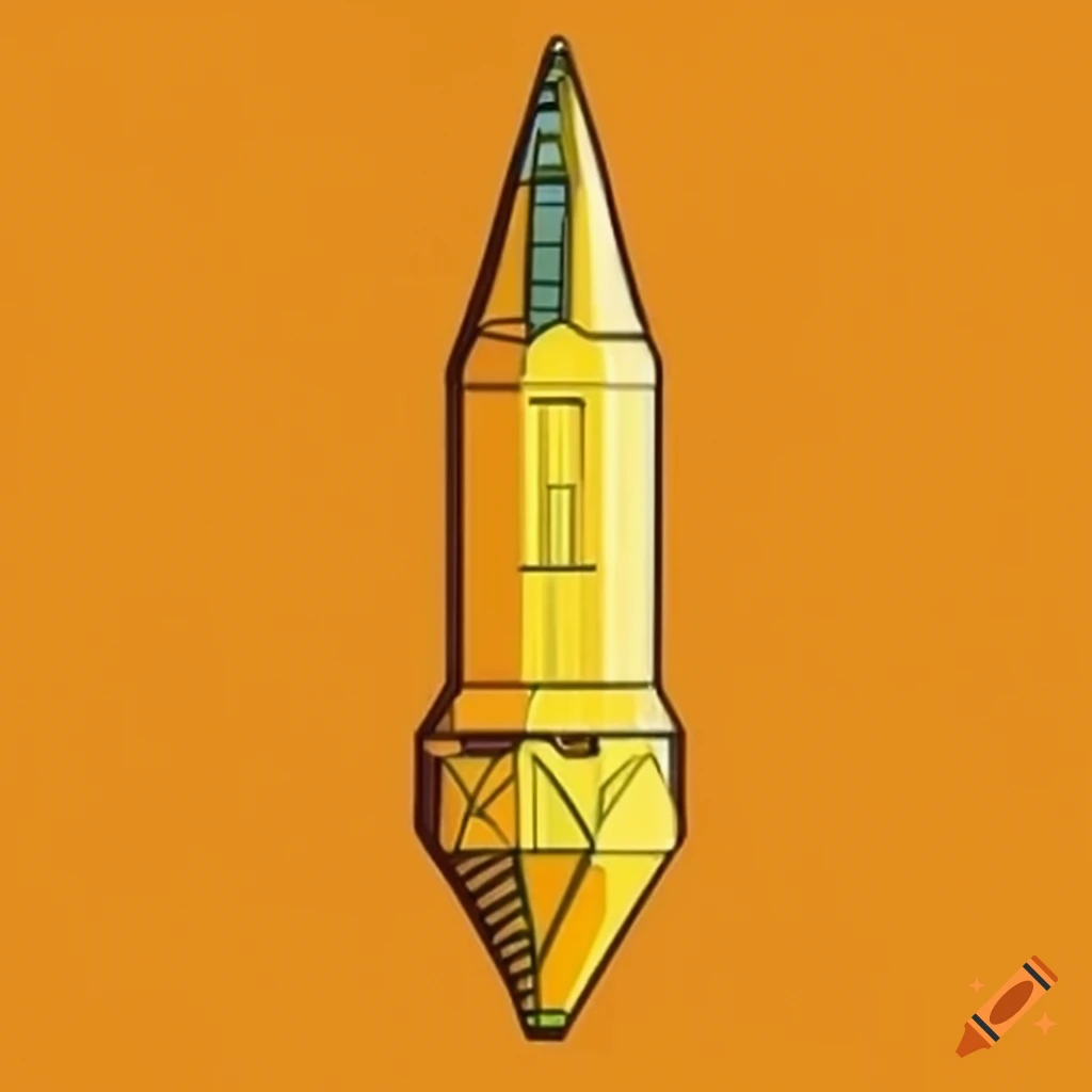 yellow pencil with unique architectural patterns