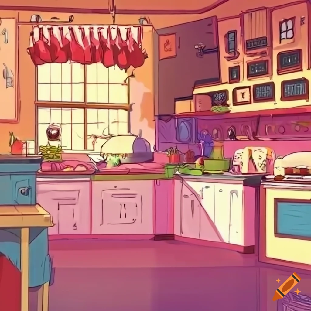 Download 1920x1080 Messy Anime Kitchen Background | Wallpapers.com
