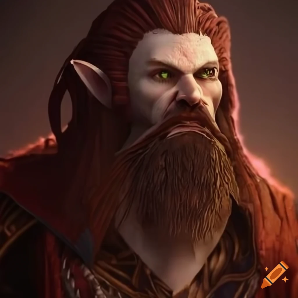 Realistic 3d Artwork Of A Bearded Human Warlock In A Cave 