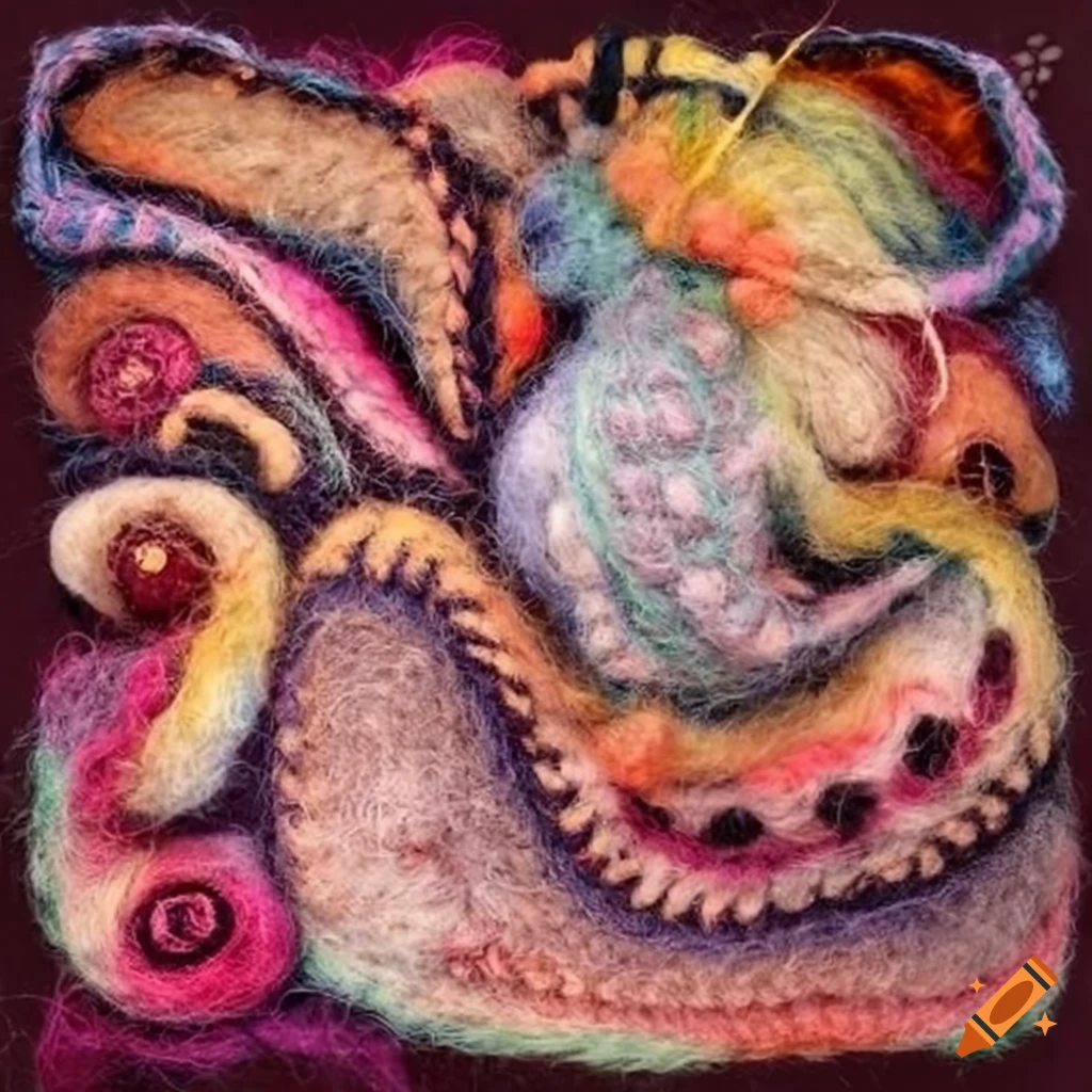 Felted wool creatures in dreamy colors on Craiyon