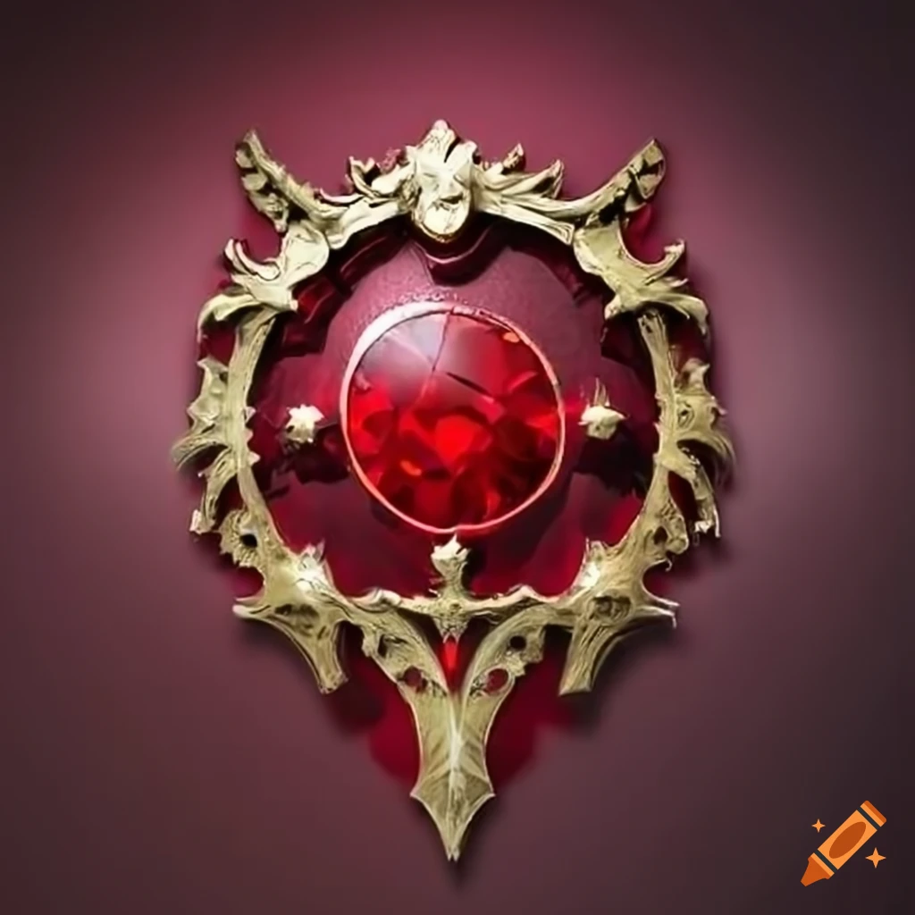 Dark red ruby shield with glowing red lights
