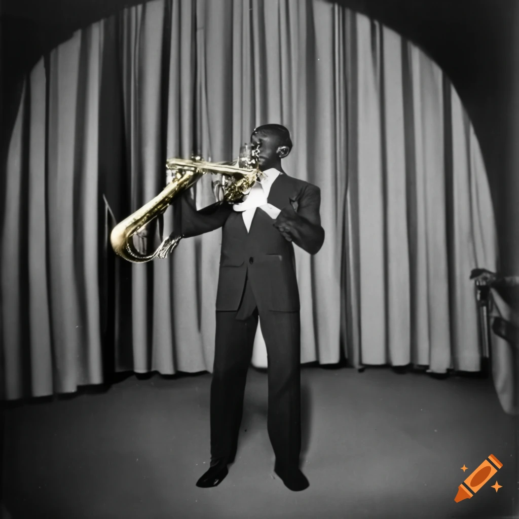 African american jazz musician playing trumpet on stage