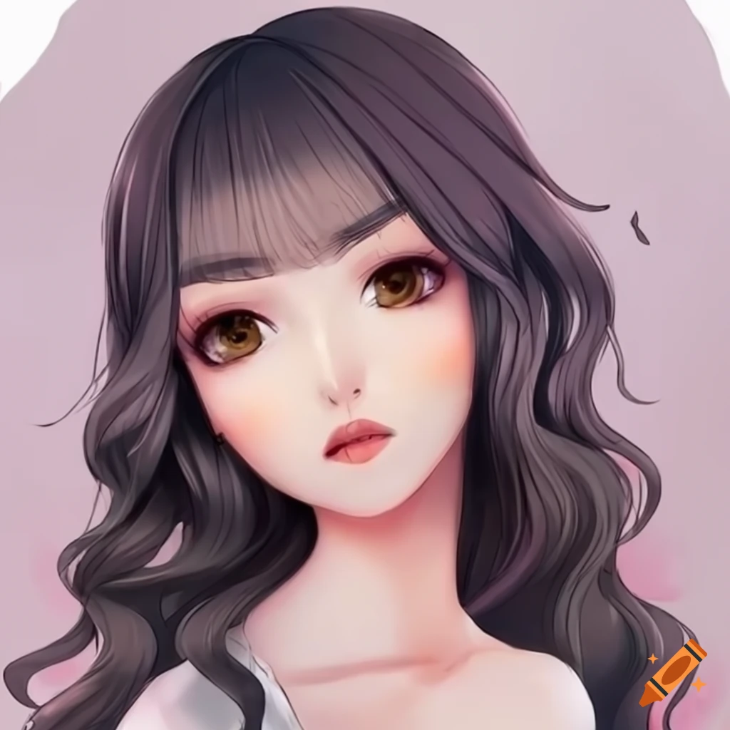 portrait of a beautiful Thai girl with wavy black hair