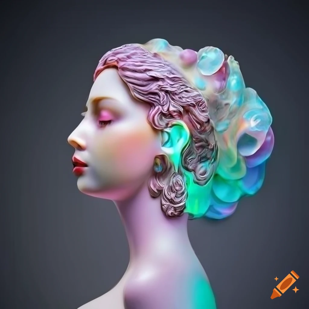 Intricately sculpted marble figures in vibrant colors on Craiyon