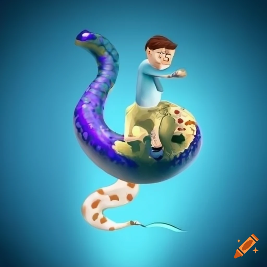 Cartoon poster on python programming featuring a person taming a python