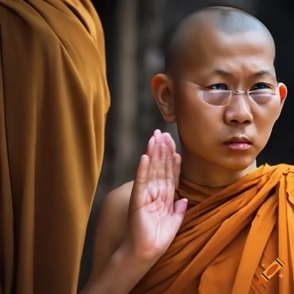 Thai monks praying to Buddha