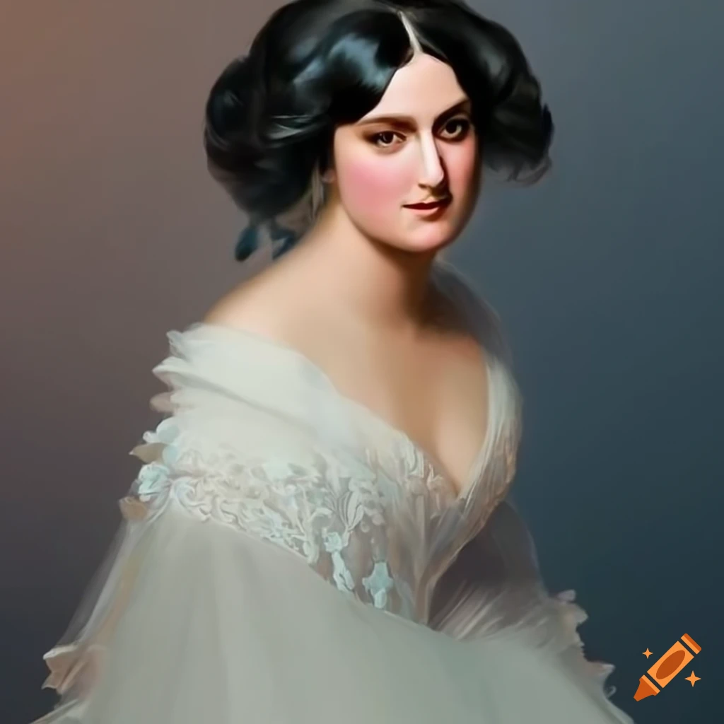 Elegant Portrait Of A Black Haired Blue Eyed Woman From The 1850s On