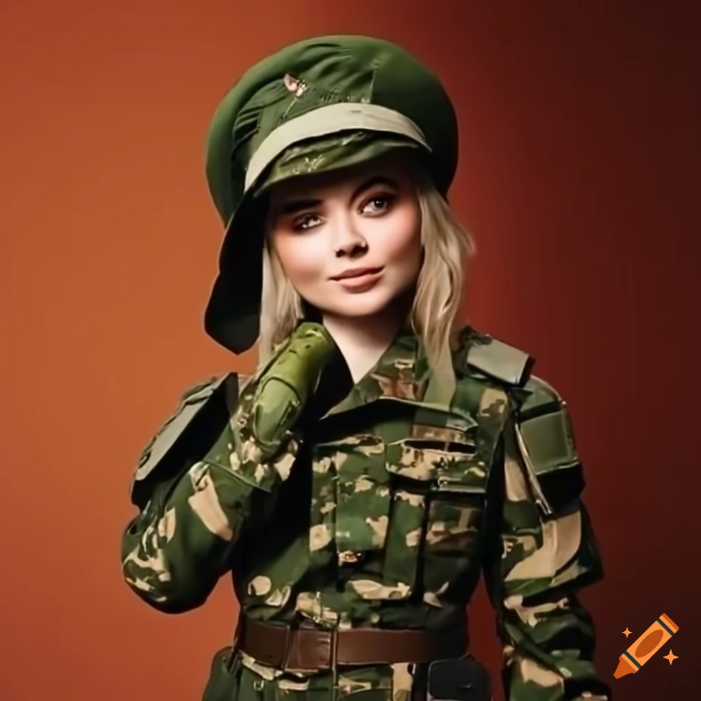 Sabrina Carpenter in military uniform