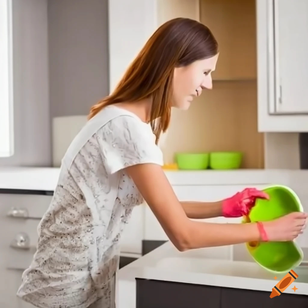 woman washing dishes in the kitchen