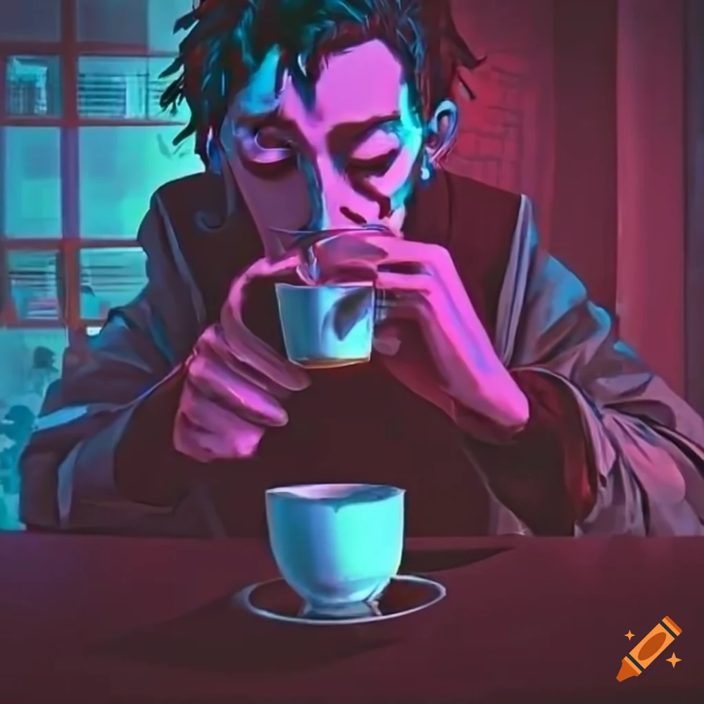image-of-a-man-drinking-tea-in-a-cyberpunk-setting-on-craiyon