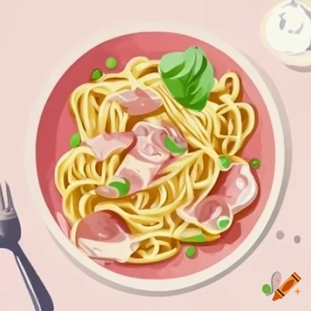 Delicious pasta dish with cream sauce and ham