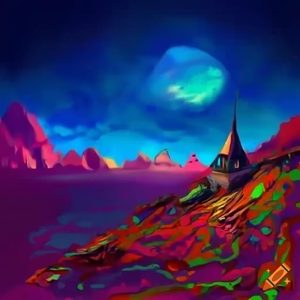 Concept art of a lonely outpost on an empty world on Craiyon