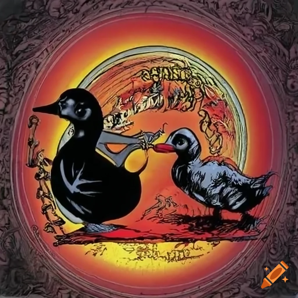 a duck rocking out to heavy metal music