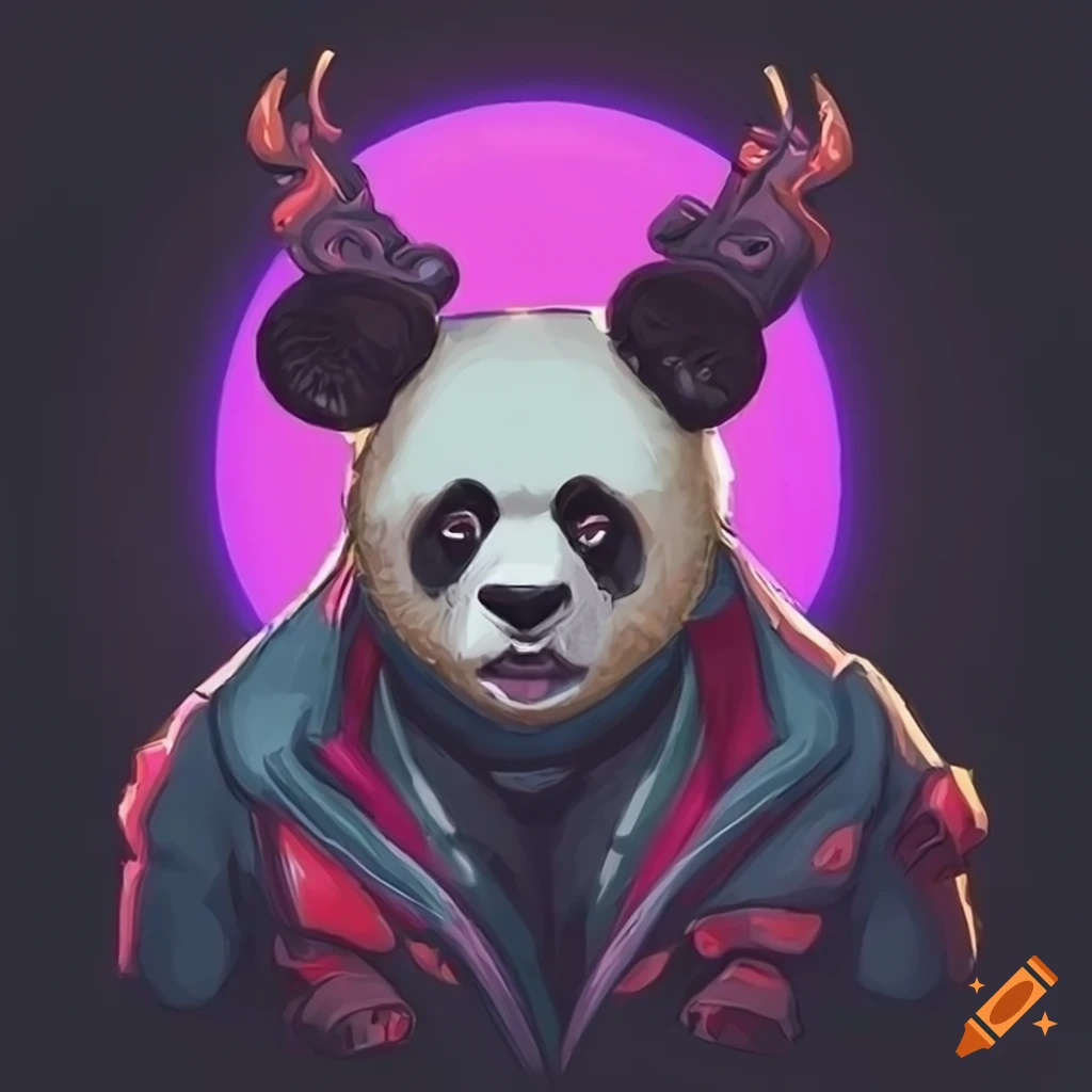 cyberpunk-style-illustration-of-a-panda-man-with-horns-on-craiyon