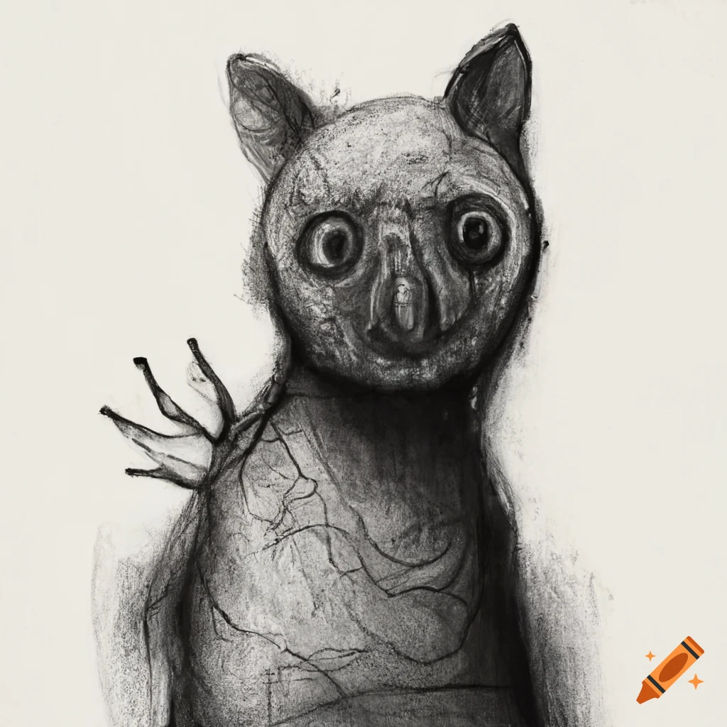 One Point Perspective - Charcoal Distorted Animals.