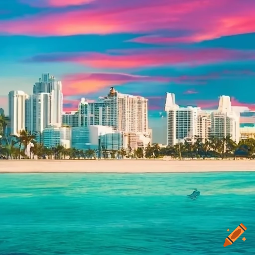 Miami beach in disney movie style on Craiyon
