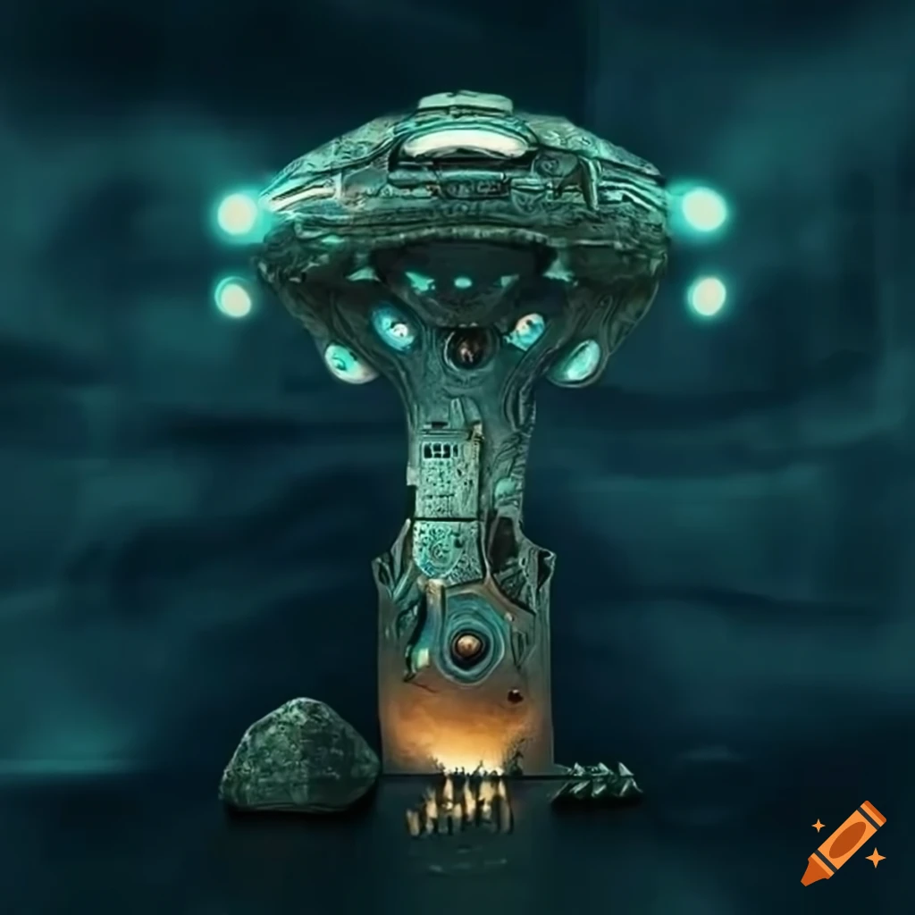 surrealist artwork of aliens and machines