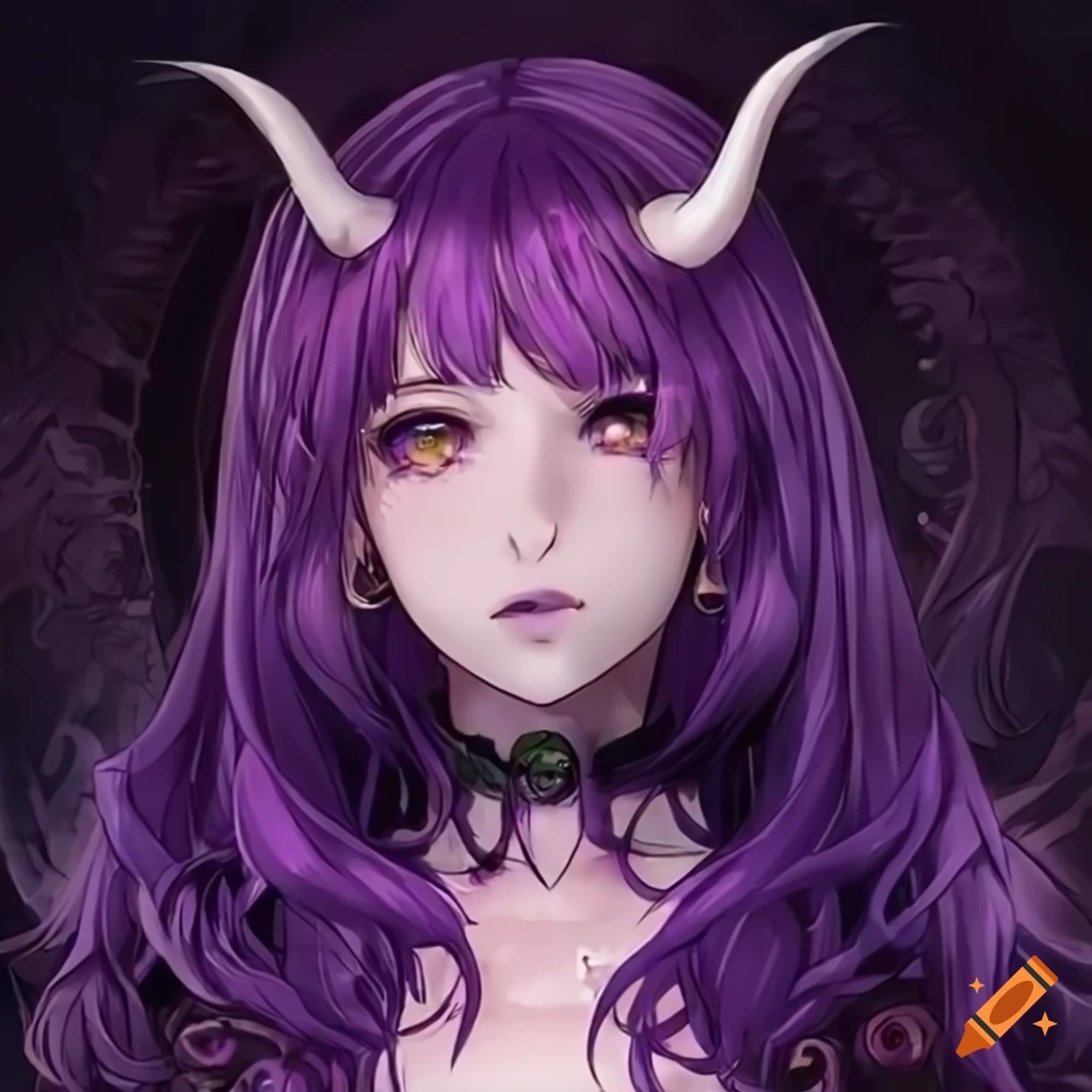 Purple Fantasy Clothing Anime Girl With Horns On Craiyon