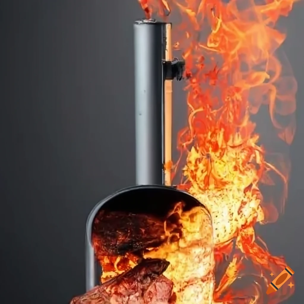 vertical bbq smoker filled with meat