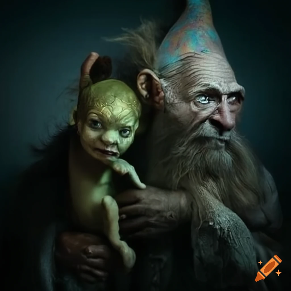 Digital art of a wizard and a goblin on Craiyon
