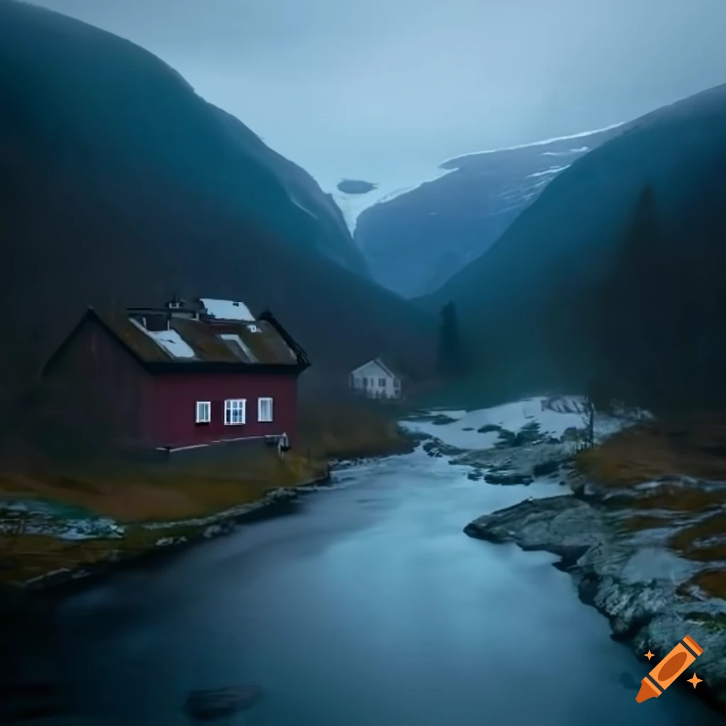 Scenic town nestled in a valley surrounded by mountains and forests on ...