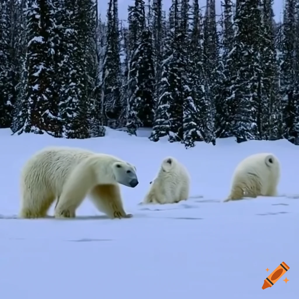 ominous meme of a polar bear in a snowy landscape