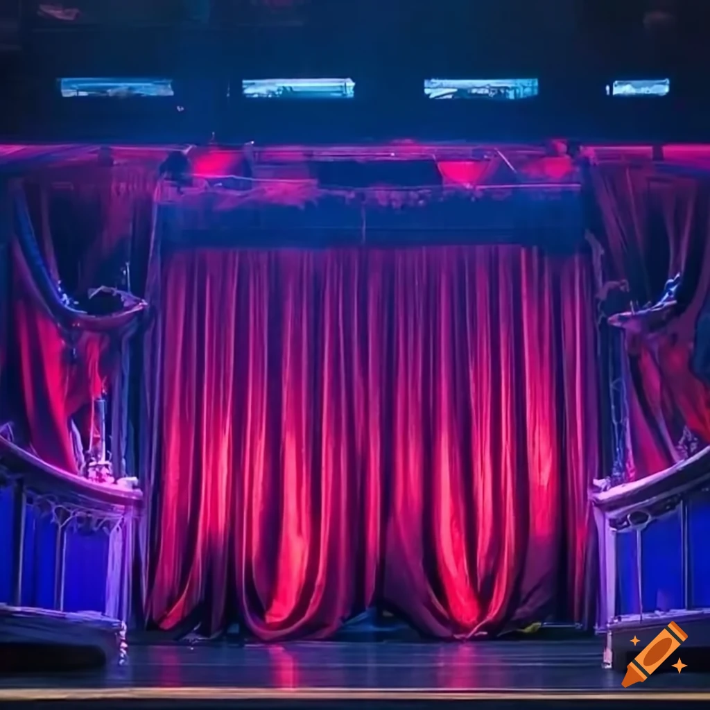 Red curtain on a broadway stage on Craiyon