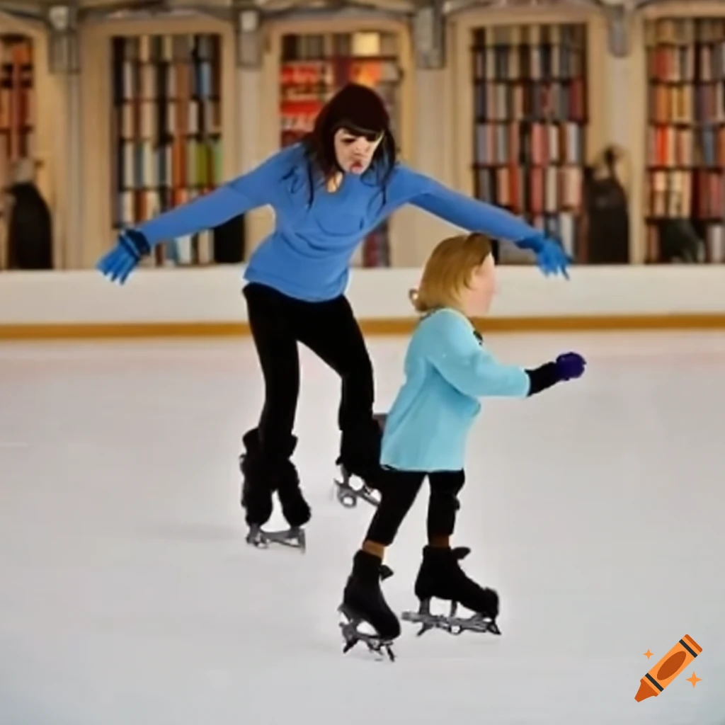 ice skating in a library