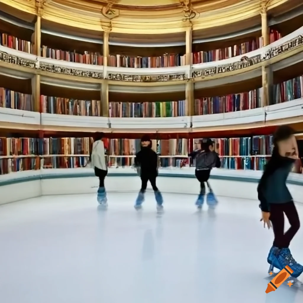 ice skating in a library