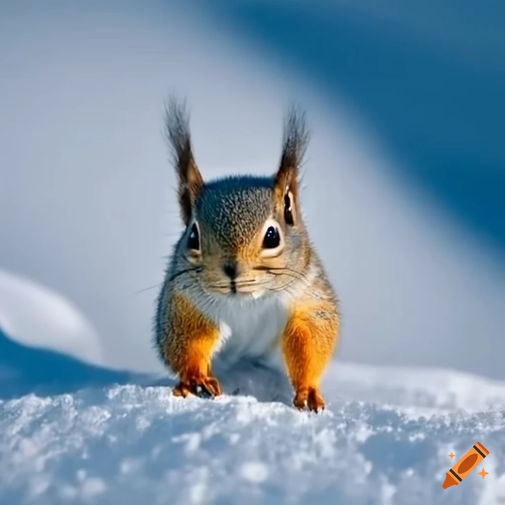 squirrel skiing in the snow