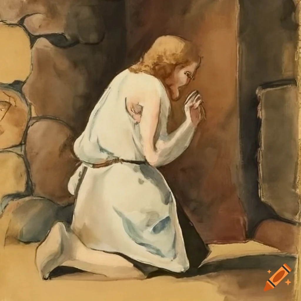 Watercolor portrait of a man in a medieval tunic on Craiyon