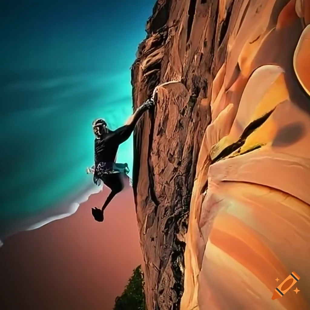 rock climbing on a steep wall