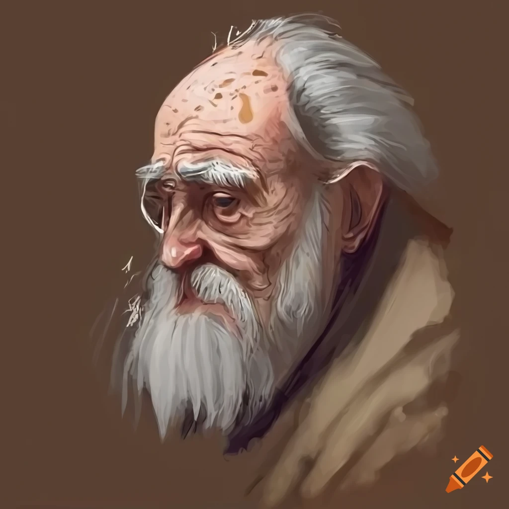 portrait of a sad old man in a cloak