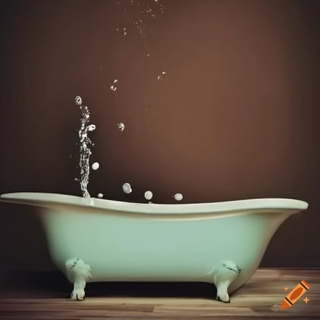 Vintage bathtub with a radio on the edge on Craiyon