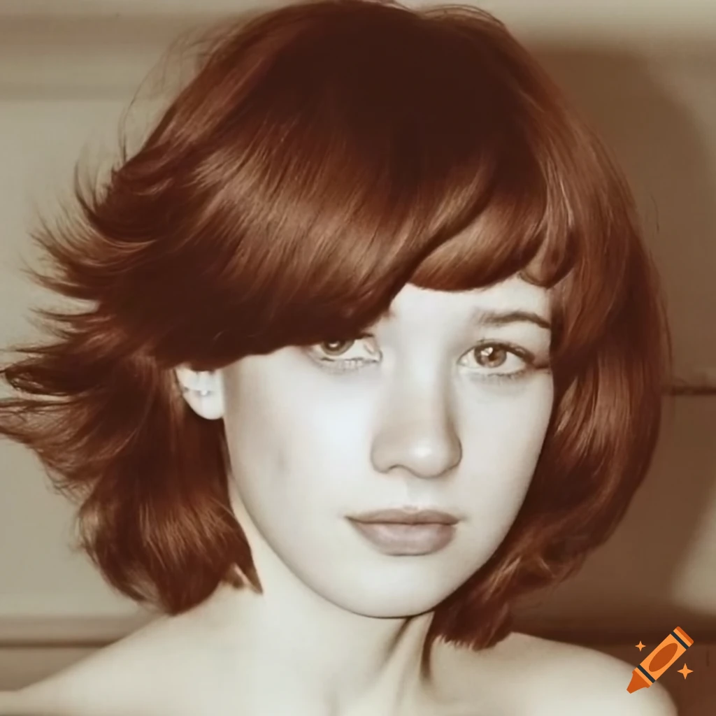 vintage photo of a girl in a bath with auburn hair