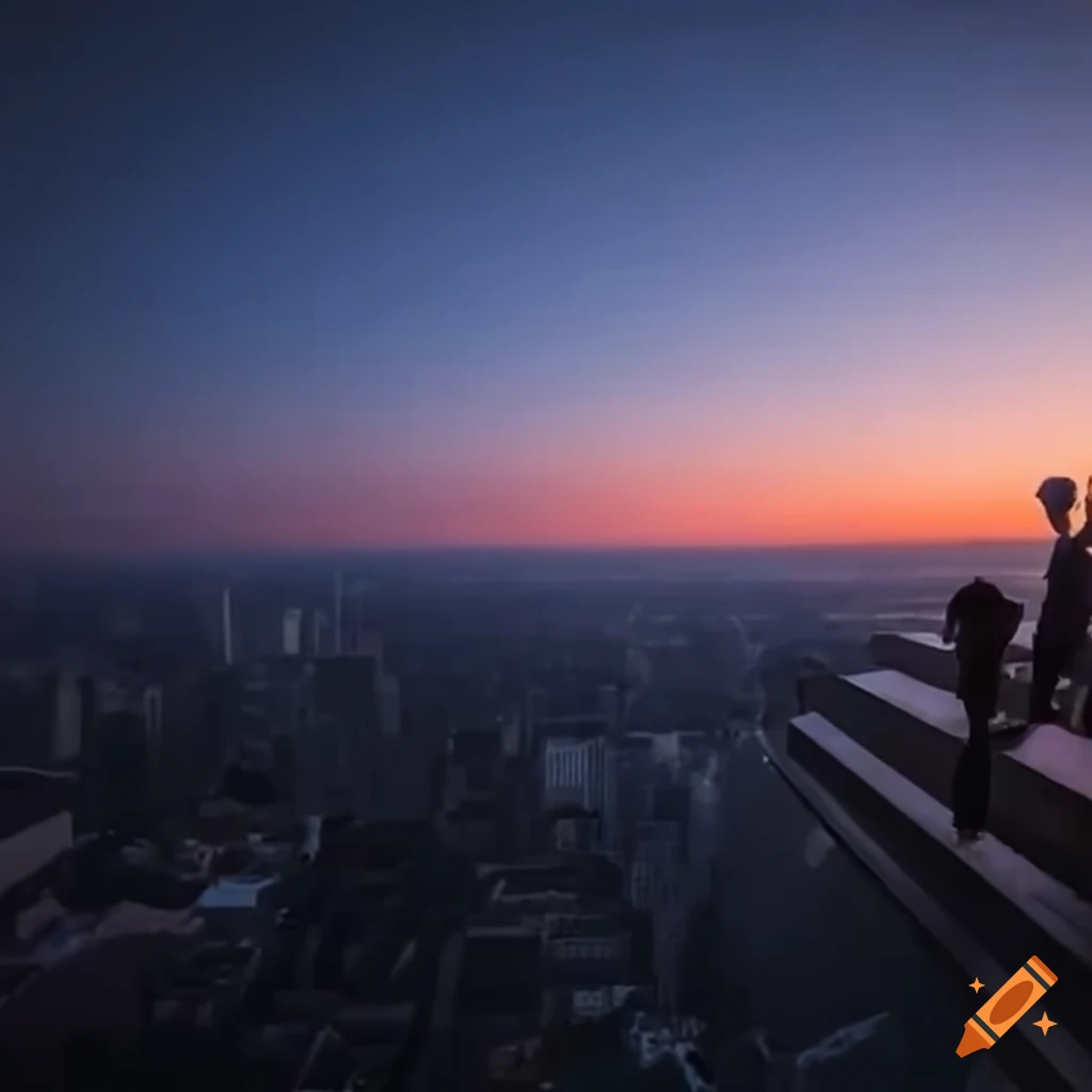 Megumi Fushiguro on a rooftop with serene sky