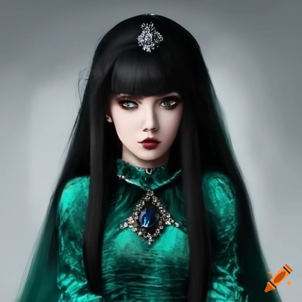 beautiful princess wearing a green sequin dress