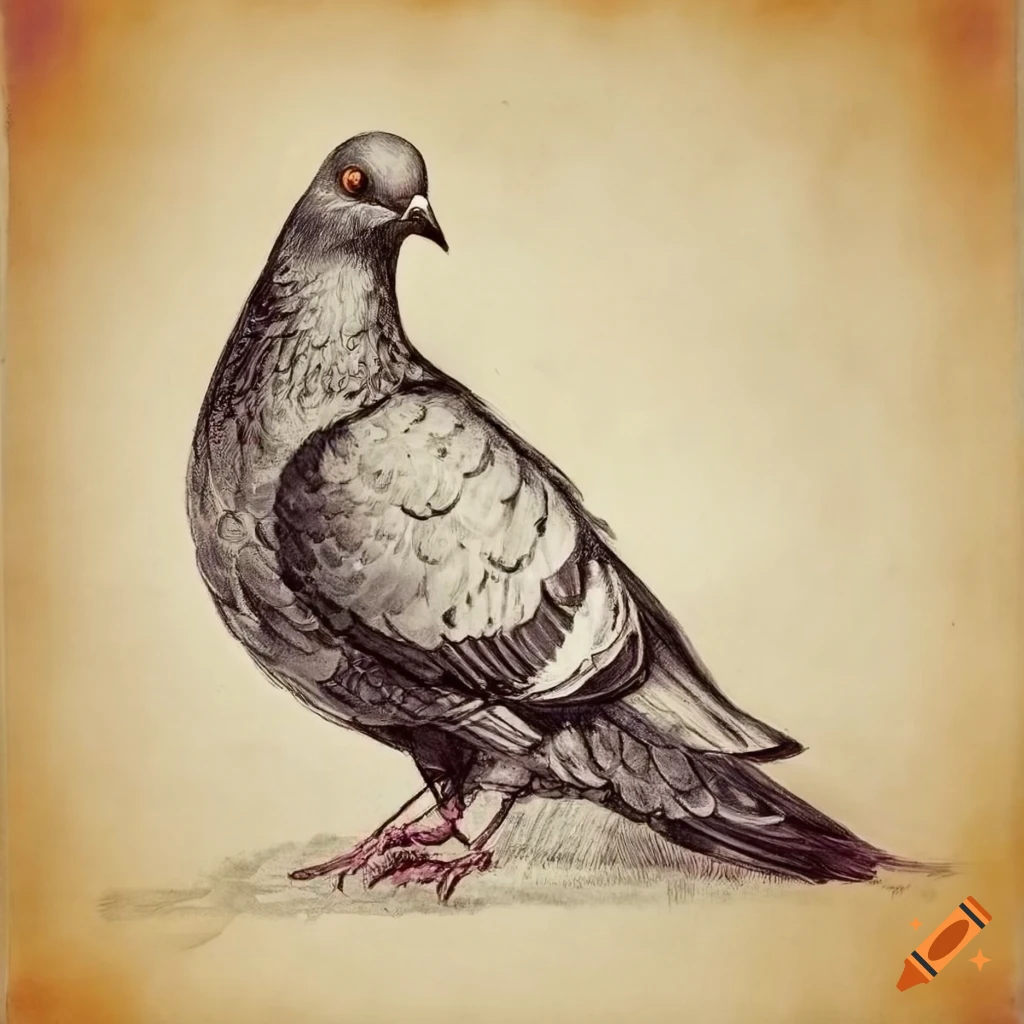 Pigeon Drawing Colored Pencils Stock Illustration 1220859310 | Shutterstock