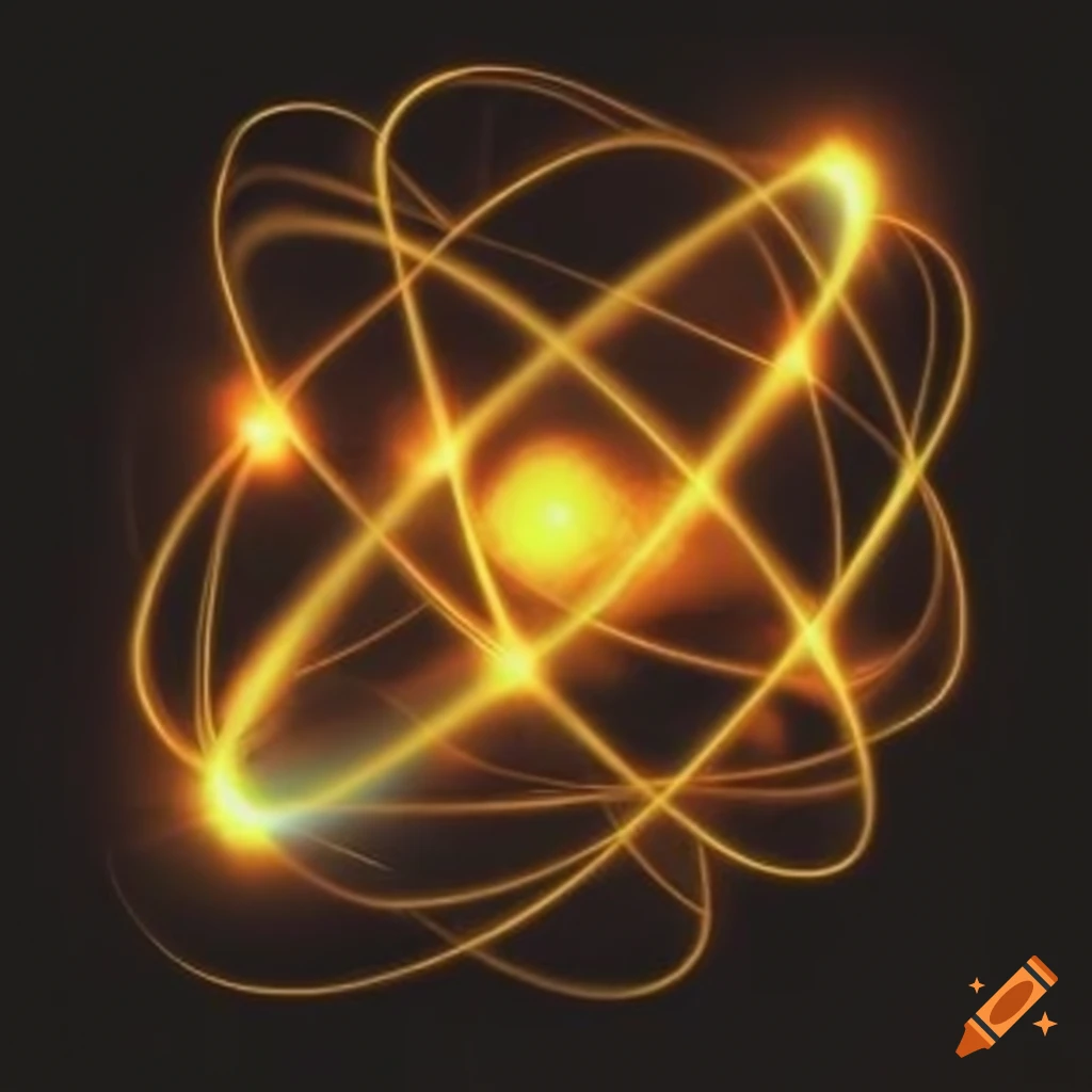 golden fiery model of an atom