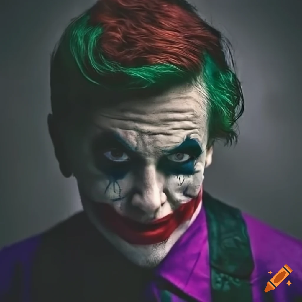 Barry Keoghan as the Joker in a dark alley at night