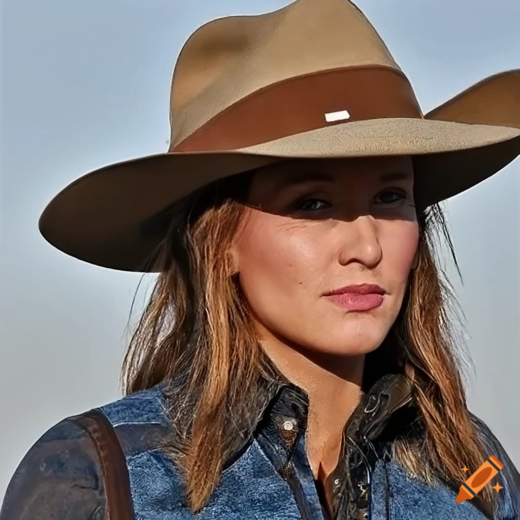 photorealistic depiction of a cowgirl on horseback