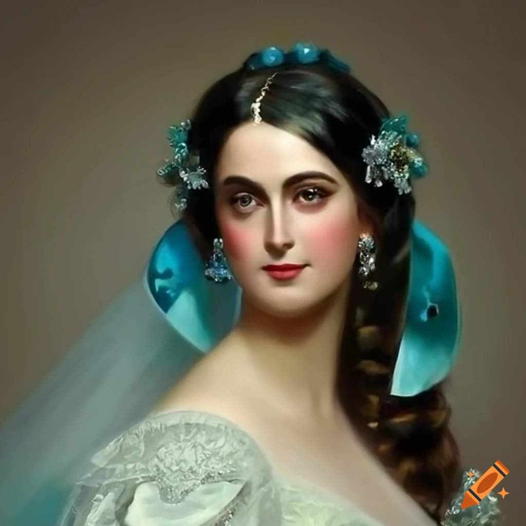 Elegant Portrait Of A Black Haired Blue Eyed Woman From The 1850s On